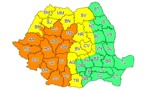 Alertă ANM. Cod portocaliu de fenomene meteo extreme în 14 județe din ...