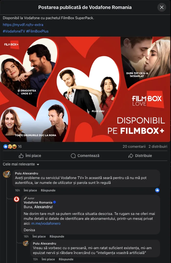 Te-ai fi așteptat să găsești pe Facebook lămuriri legate de problemele tehnice, dar sunt doar reclame / foto: captură Facebook