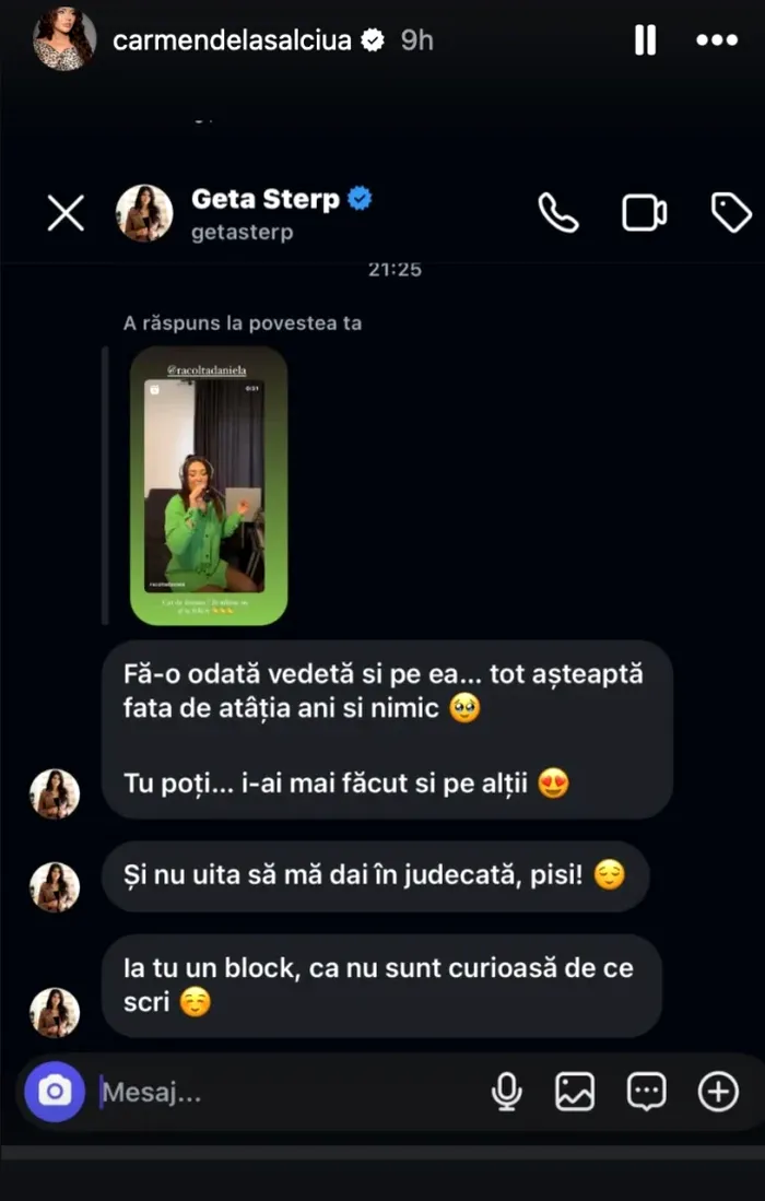 Scandalul continuă între Geta Sterp și Carmen de la Sălciua: „Să mă dai în judecată”! Ce mesaje private dintre cele două au apărut pe internet