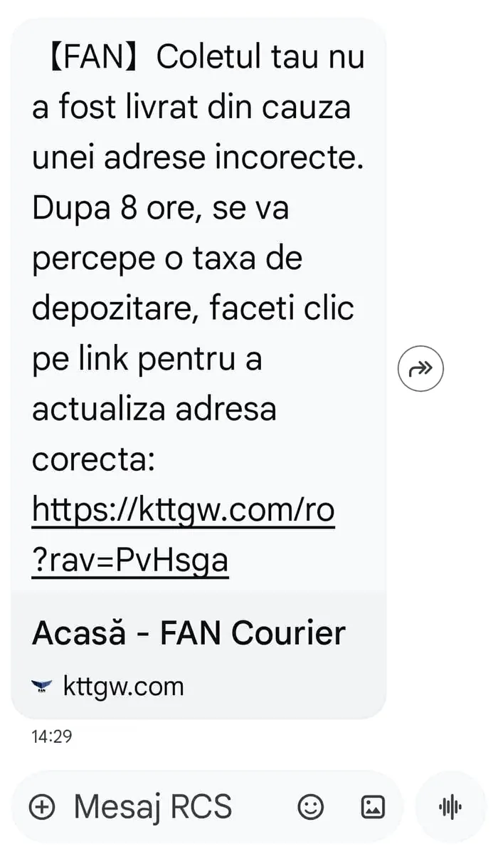 tentativa phishing sms fan courier
