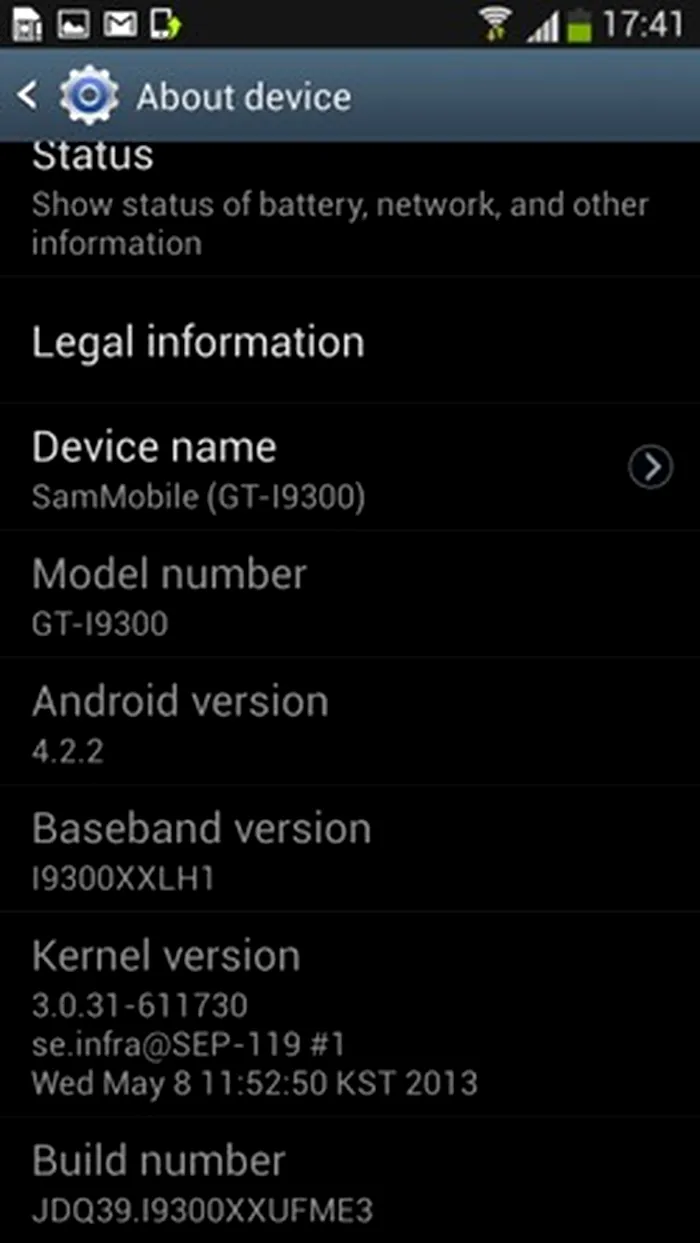 Android 4.2.2. galaxy s3