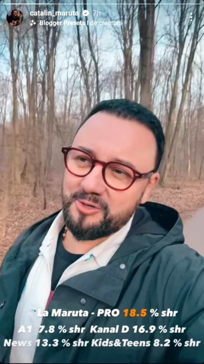 Catalin Maruta dezminte zvonurile privind carora ar fi in pericol de concediere de la PRO TV. Foto captură Instastory