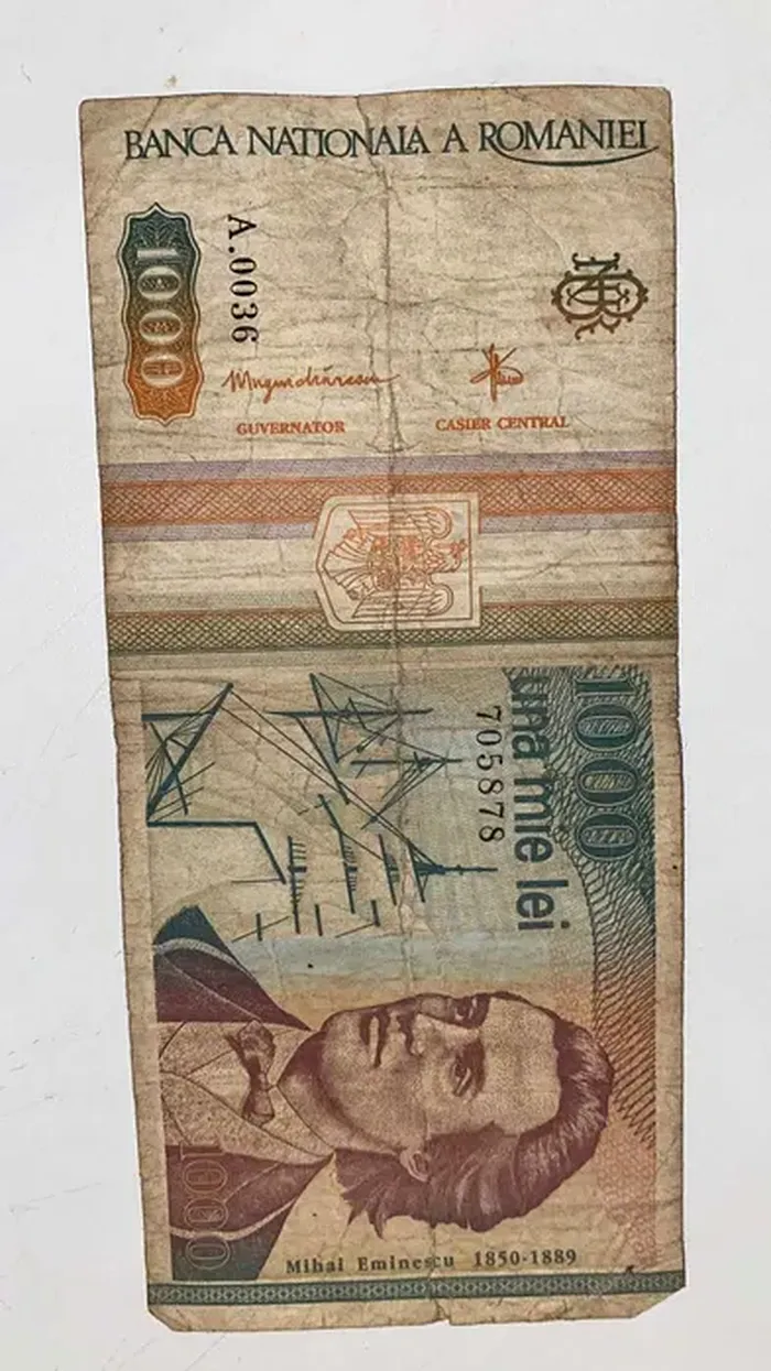 Bancnota de 1000 de lei cu chipul lui Mihai Eminescu