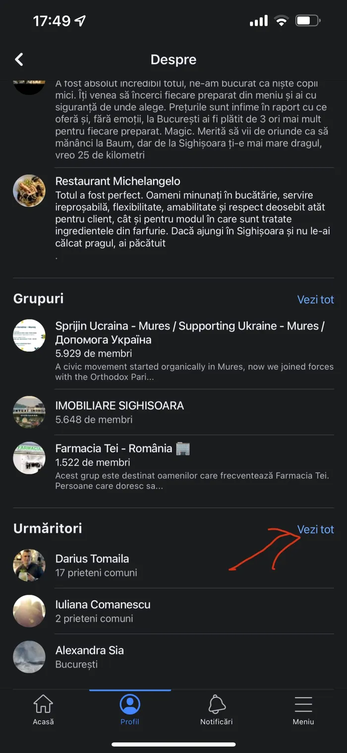 Cine mă urmărește pe Facebook, lista de followers