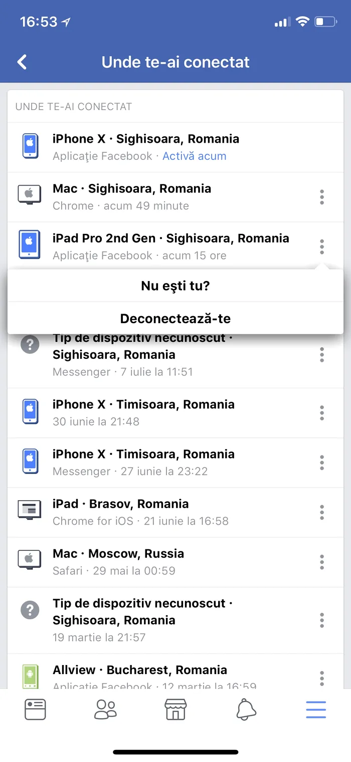 Facebook unde te-ai conectat