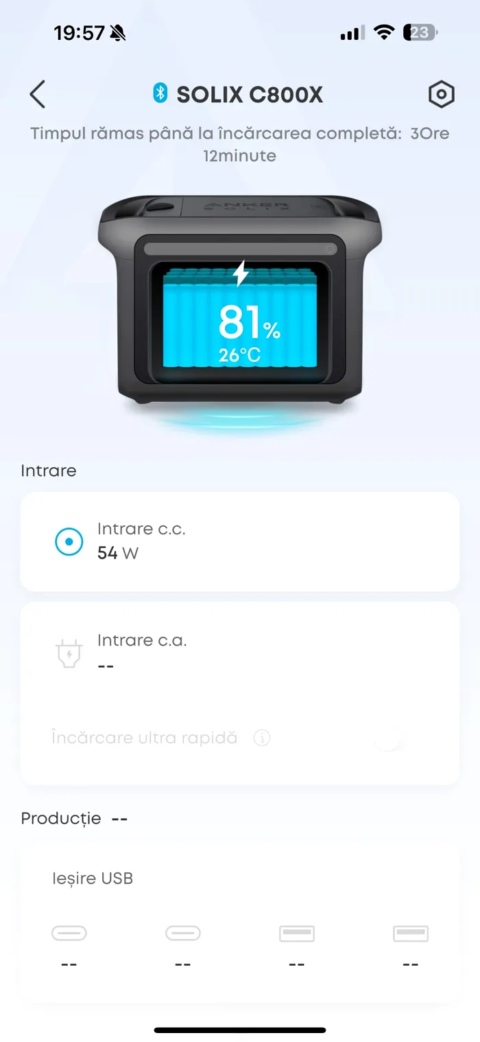 Anker Solix PS200 genera 54W chiar și la ora 19:57 / foto: captură Playtech