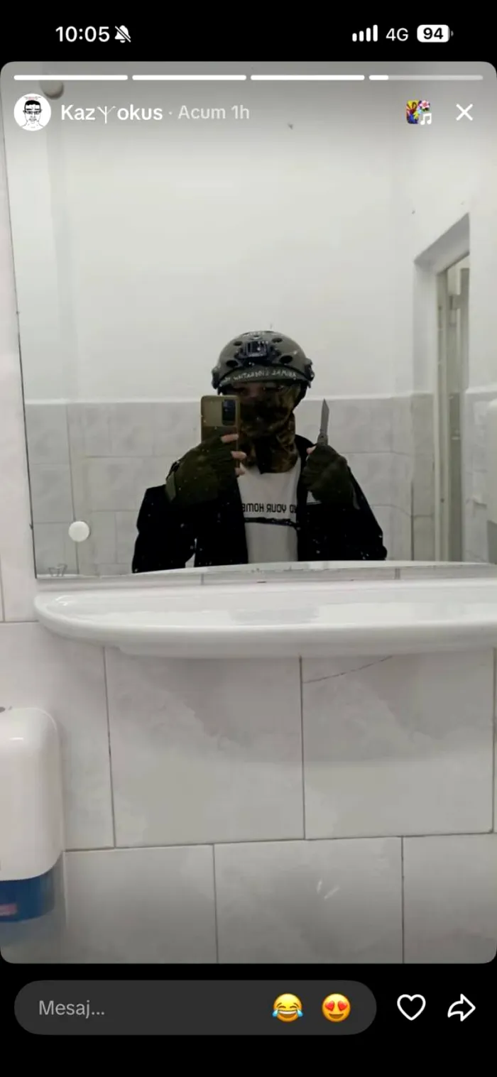 Cum s-a îmbrăcat elevul în timpul atacului Foto - Tiktok
