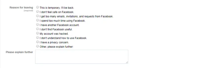facebook dezactivare
