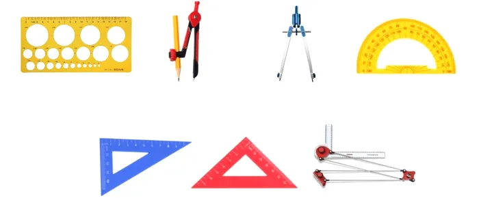 Numește toate instrumentele de geometrie