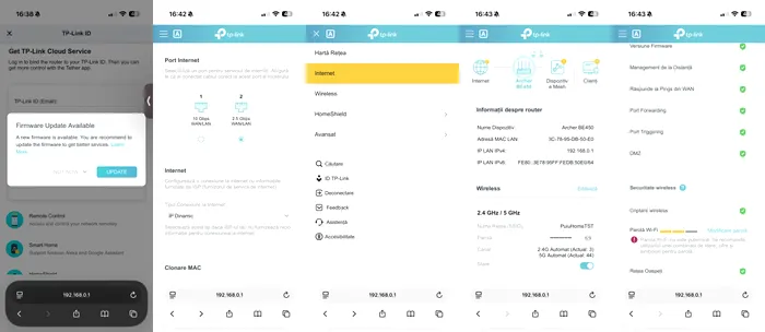 Configurarea se face foarte bine din interfața web pe laptop sau mobil