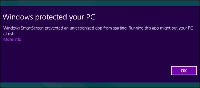 Microsoft Windows 8 smartscreen app protection