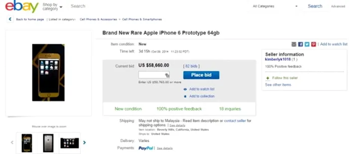 Apple iPhone 6 prototip ebay