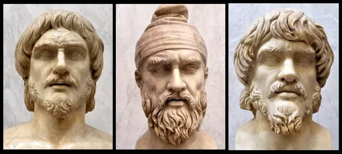 Sculpturi cu diferite fizionomii ale dacilor din Muzeul Vatican