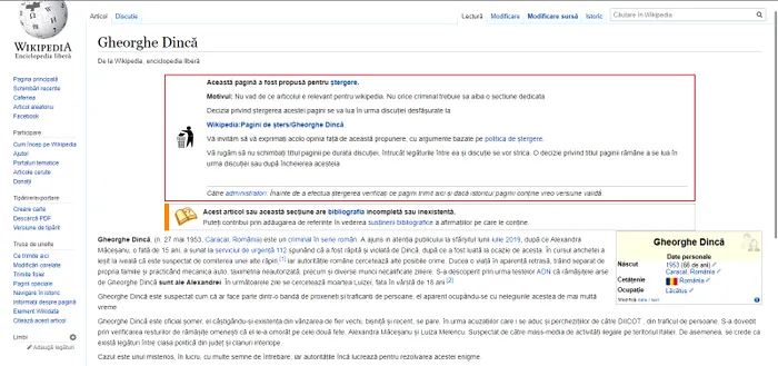 Ce scrie pe Wikipedia despre Gheorghe Dincă. Unele informații despre criminalul din Caracal sunt false