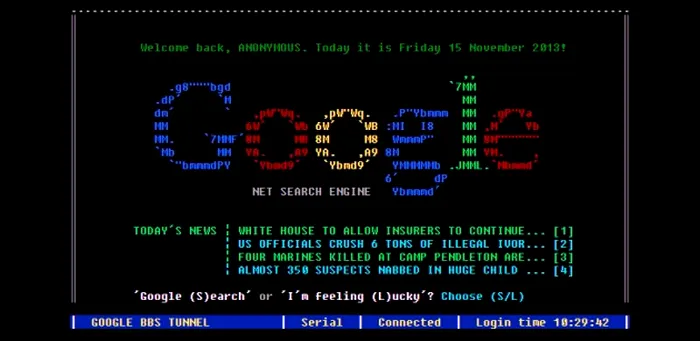 Google primește un downgrade la interfața DOS și internet prin Dial-Up