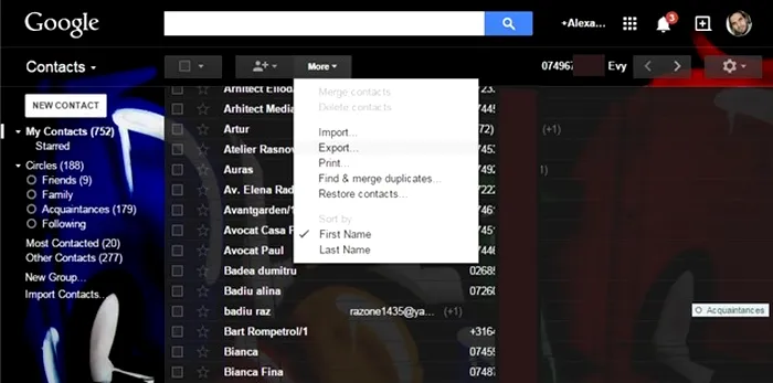 Gmail Outlook Export