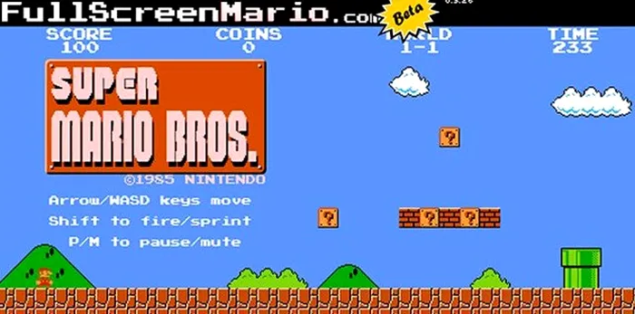 Full Screen Mario este o versiune in format HTML5 a popularului joc