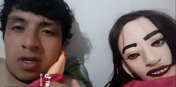 Cristian Montenegro, alături de păpușa lui iubită, Natalia (foto: captură Youtube)