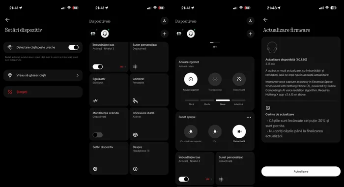 Aplicația Nothing X nu este obligatorie ca să asculți la Headphone (1), dar o recomand