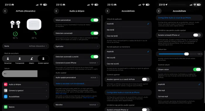 Câțiva dintre parametrii pe care îi poți modifica la AirPods 5