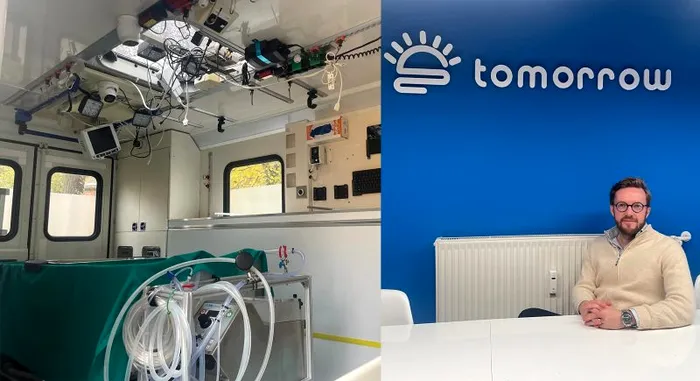 Ambulanța start-up-ului este locul în care începe procedura de criogenie imediat după ce pacientul a fost declarat decedat. În stânga, Emil Kendziorra, fondatorul start-up-ului.