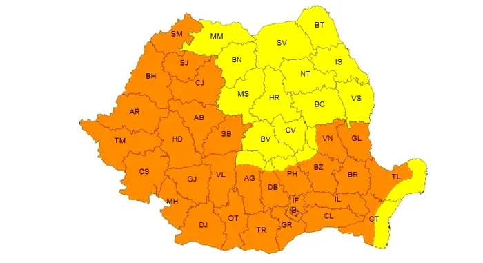 Cod portocaliu de caniculă extremă în România. Harta zonelor vizate de temperaturi ridicate 