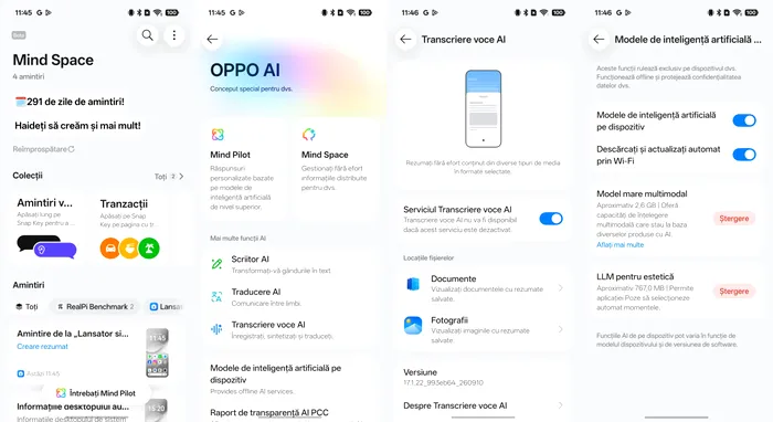 Câteva dintre opțiunile OPPO AI