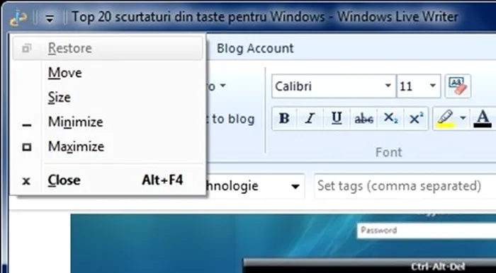 Meniu Sistem