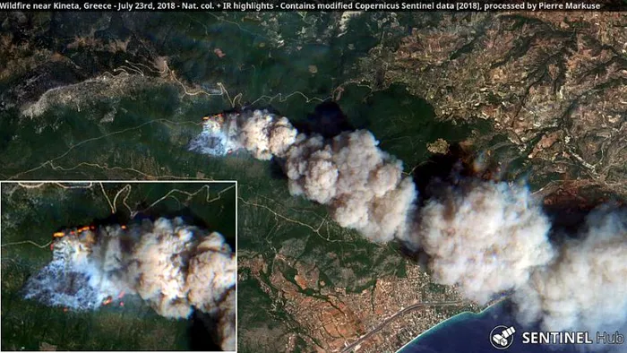 imagini prin satelit a focului din grecia