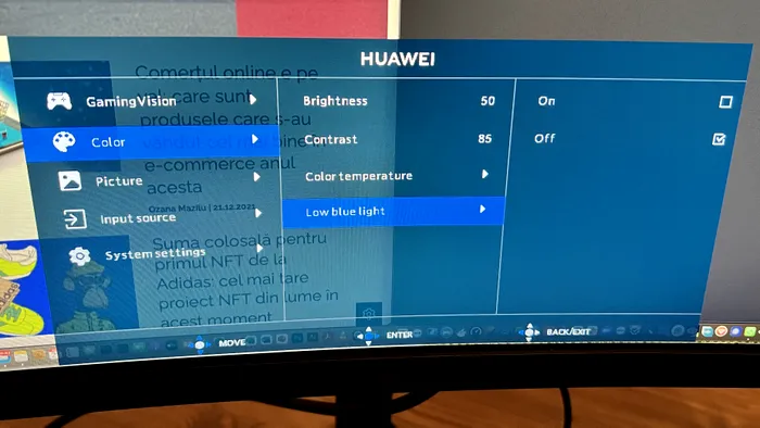 Huawei MateView meniu
