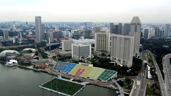 Terenul plutitor The Float din Marina Bay, Singapore