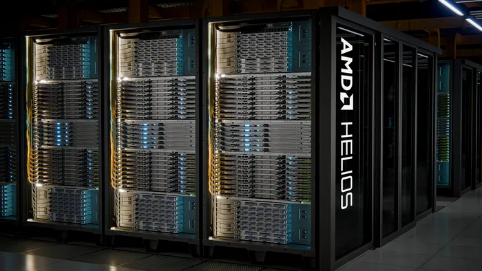 The AMD Helios rackscale solution delivers an open rack-scale architecture designed to support large-scale inference, frontier-model training and fine-tuning from a single rack to multirack clusters. AMD Helios was launched at Advancing AI 2026. (Credit: AMD)