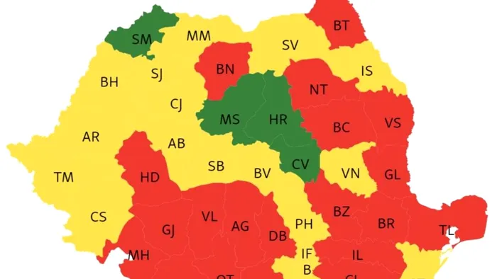 Harta României pe culoare politică.