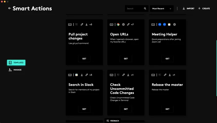 Logitech Smart Actions - templates