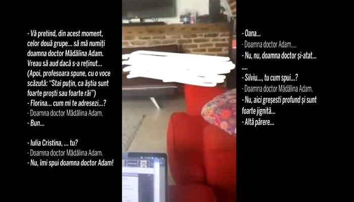 Captură ecran din timpul orelor ținute online