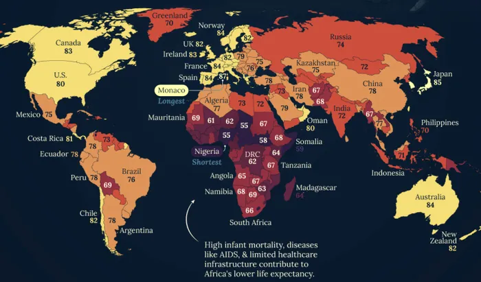 Harta globala speranta de viata 2025