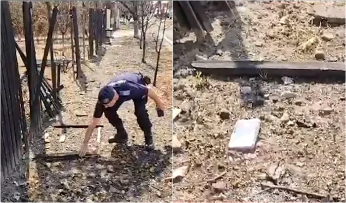Jandarmii au găsit un telefon mobil la locul exploziei de la Crevedia / foto: Antena 3