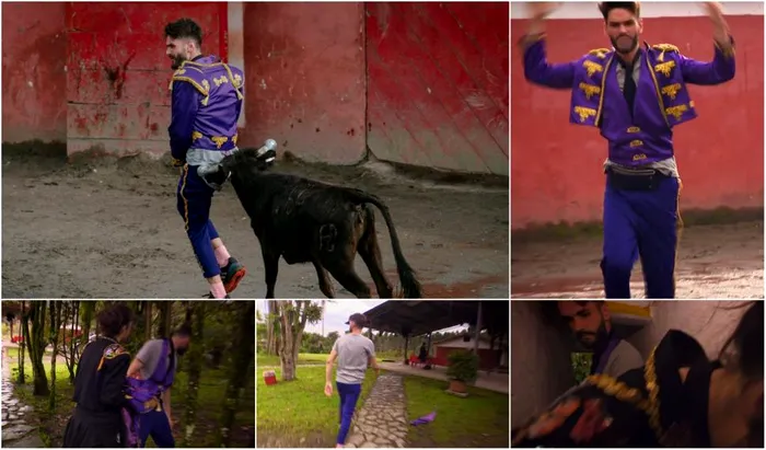 Edward Sanda luat pe sus de taur