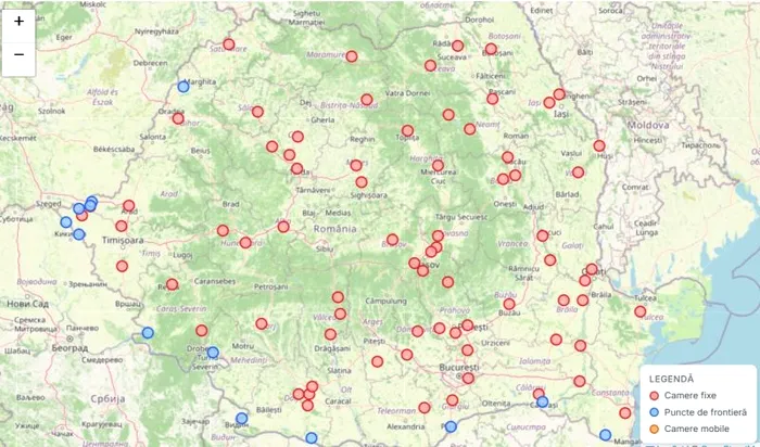 Harta şoselelor care au camere pentru rovinietă în România (Sursa foto: eRovinieta.ro)