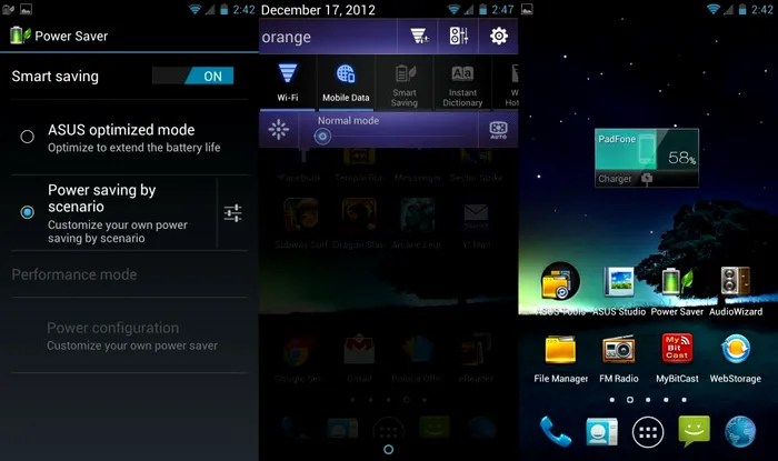 Asus Padfone 2 Power Save Notifications Apps