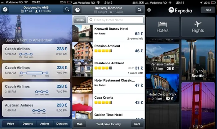 Expedia iOS android windows phone