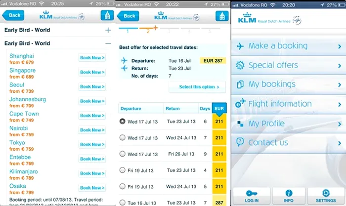 KLM iOS android windows phone