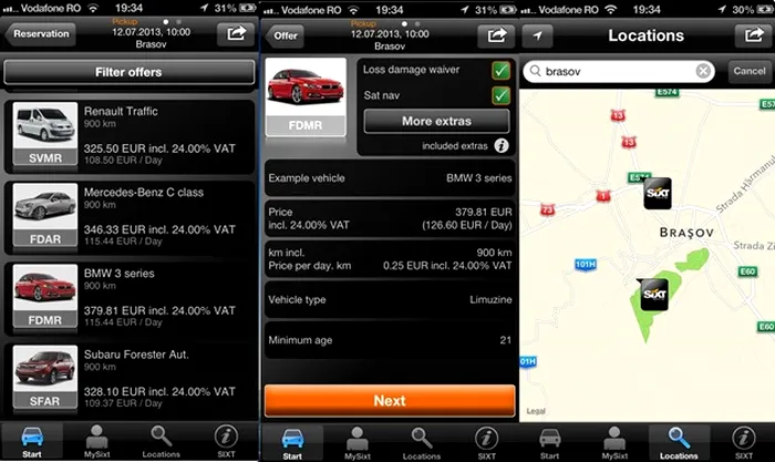 Sixt Rent a car iOS android windows phone