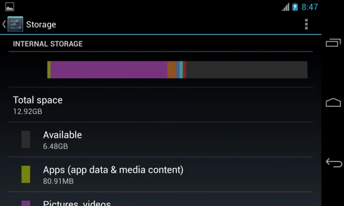 LG Nexus 4 Memorie Interna