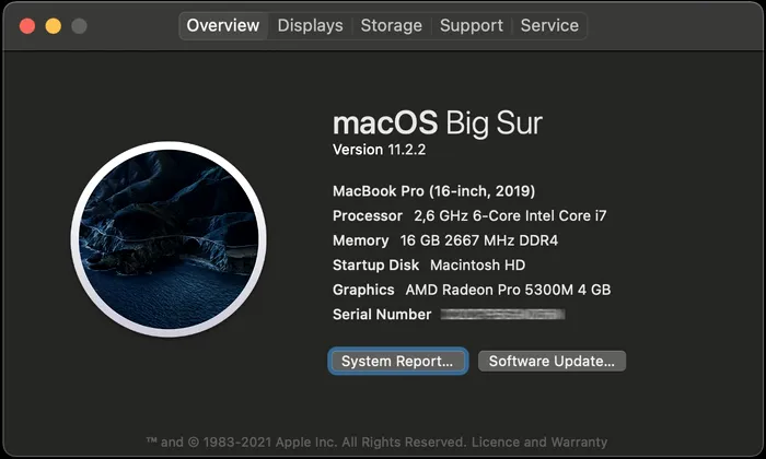 MacBook pro 16 2019 specs