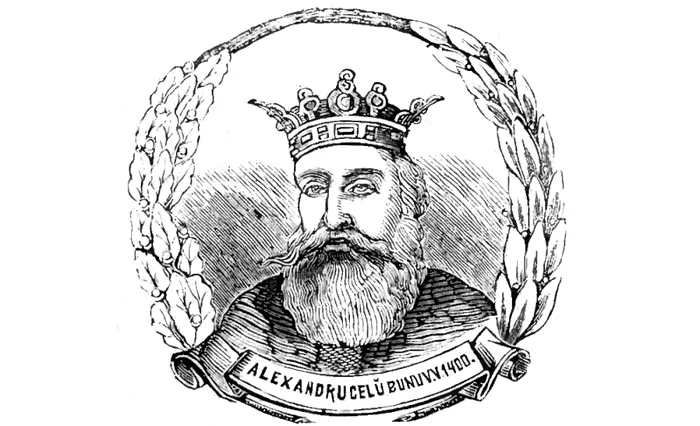 Alexandru cel Bun - litografie publicată de Dimitrie Papazoglu în anul 1891 după fresca din Biserica Mănăstirii Cozia