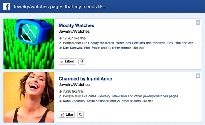 Faebook Graph Search update exemplu