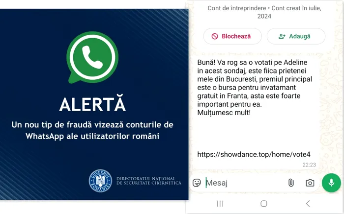 Escrocheria cu ”voteaz-o pe Adeline”, subiect de avertisment DNSC