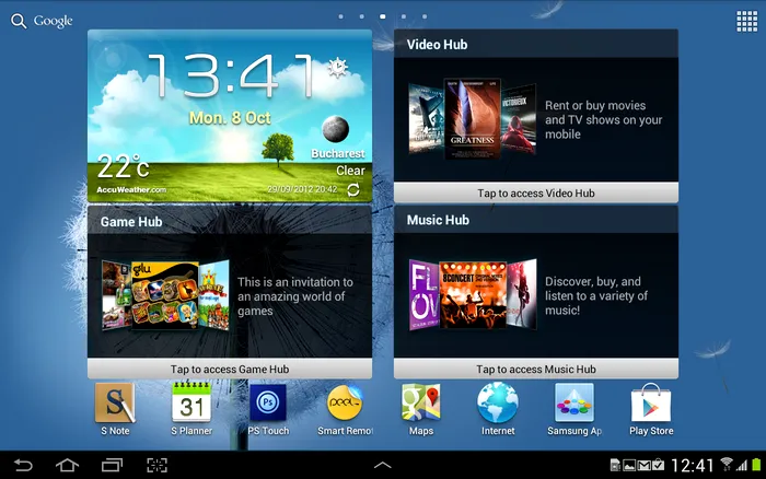 Samsung Galaxy Note 10.1 Homescreen