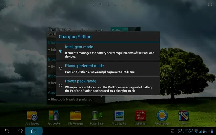Asus Padfone 2 Power Options